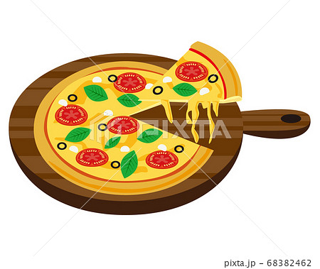 トマトとバジルのピザのベクターイラスト チーズのイラスト素材 6462