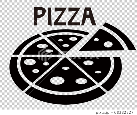 ピザのベクターイラスト 白黒 モノクロ アイコンのイラスト素材 68382527 Pixta