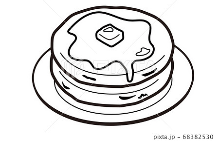 お皿に乗ったシンプルなバターのホットケーキのイラスト素材 6530