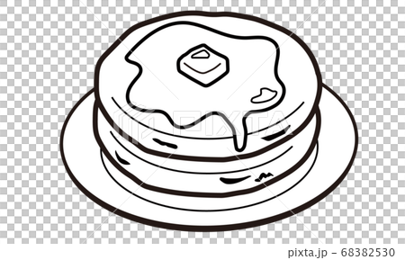 お皿に乗ったシンプルなバターのホットケーキのイラスト素材 6530