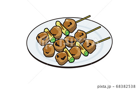 お皿に盛られた焼鳥のイラスト素材 6538