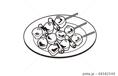お皿に盛られた焼鳥のイラスト素材 6549