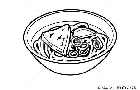器に盛られた温かいきつねうどんのイラスト素材 68382759 Pixta