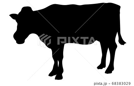 横から見た牛の立ち姿 シルエット のイラスト素材 6029