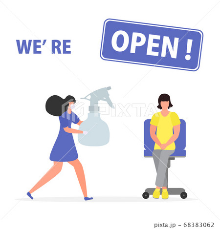 Reopen Hairdresser Salon Social distancing People Reopen Hairdresser Salon Social distancing People 68383062