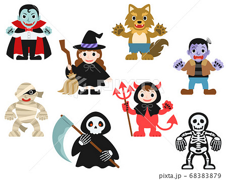 ハロウィンモンスターの全身イラストセット 68383879
