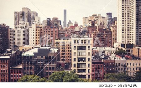 Retro toned picture of New York cityscape, USA. Retro toned picture of New York cityscape, USA. 68384296