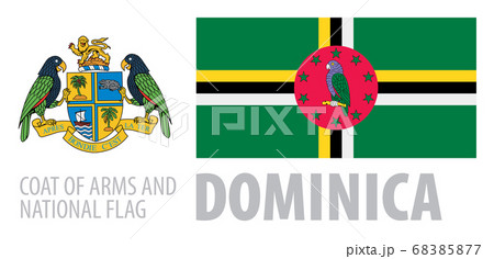 Vector set of the coat of arms and national flag of Dominica Vector set of the coat of arms and national flag of Dominica 68385877