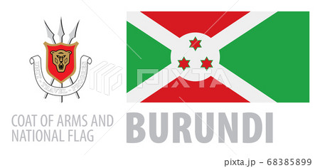 Vector set of the coat of arms and national flag of Burundi 68385899
