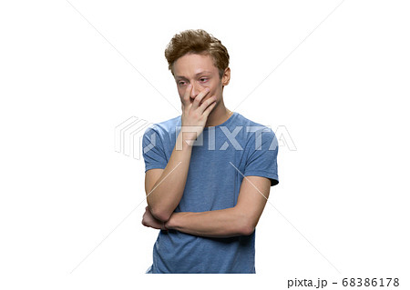 Portrait of teenage boy with depression. 68386178