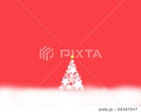 星が光るクリスマスツリー 赤 ヨコ のイラスト素材