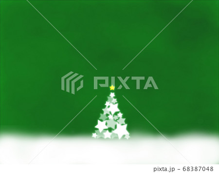 星が光るクリスマスツリー 緑 ヨコ のイラスト素材
