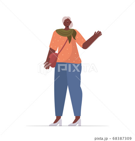 old african american woman in casual trendy clothes senior female cartoon character standing pose old african american woman in casual trendy clothes senior female cartoon character standing pose 68387309