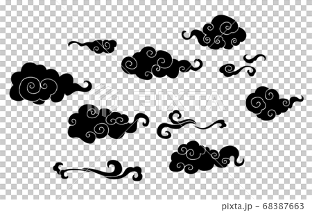 Japanese style cloud illustration material 68387663
