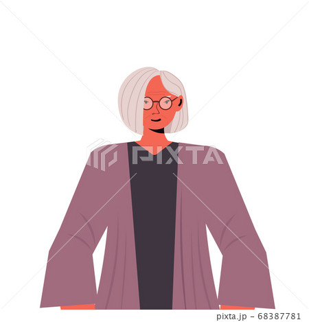 old woman in casual trendy clothes senior female cartoon character gray haired grandmother portrait old woman in casual trendy clothes senior female cartoon character gray haired grandmother portrait 68387781