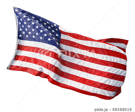 American flag waving in the wind isolated on white background. 3D American flag waving in the wind isolated on white background. 3D 68388019
