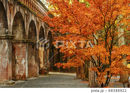 南禅寺水路閣の紅葉 京都の紅葉の名所 紅葉の絶景スポットの写真素材 62