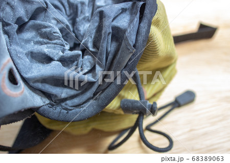 Chalk bag used for rock climbing with freshly poured chalk 68389063