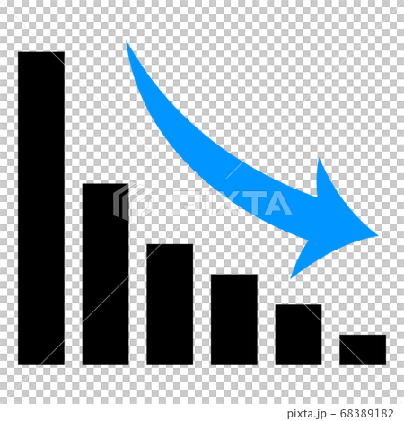 右肩下がりの棒グラフと矢印のイラスト素材 61