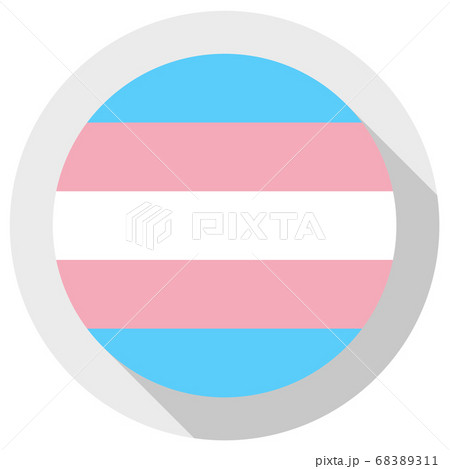 Transgender pride flag, round shape icon on white 68389311