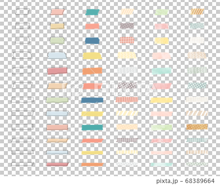 手書きのかわいいマスキングテープのイラストのセット 水彩 フレーム テープ おしゃれ のイラスト素材 6664