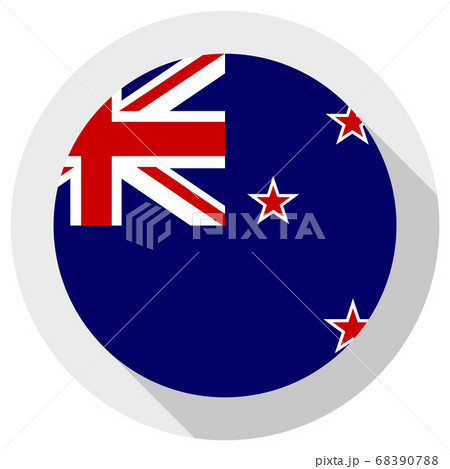 Flag of New Zealand, Round shape icon on white 68390788