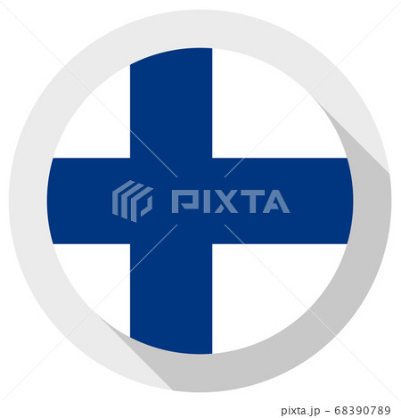 Flag of Finland, Round shape icon on white 68390789