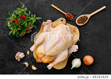 Fresh raw whole farm chicken 68391829