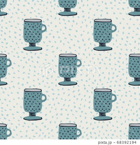 Creative cups ornament seamless hand drawn 68392194