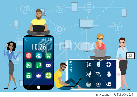 Men and women enjoy smart gadgets 68395014