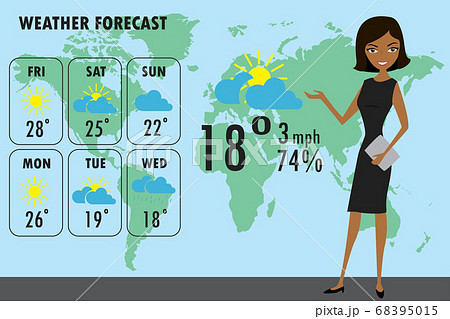 African american woman TV weather reporter at work African american woman TV weather reporter at work 68395015