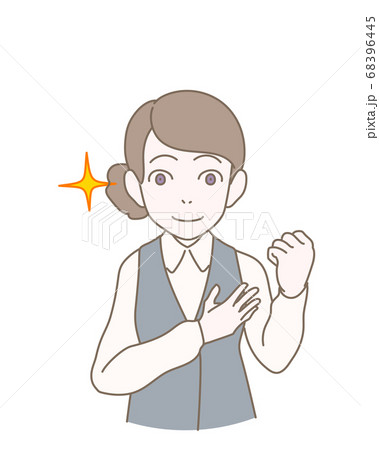 表情や仕草のセット 事務服の女性 信頼のイラスト素材