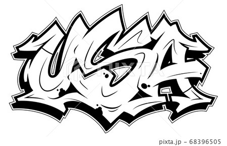 USA lettering in readable graffiti style. Outline 68396505