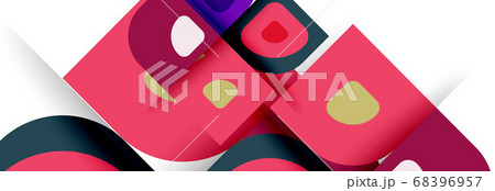 Set of vector modern geometric abstract backgrounds with repeating abstract round shapes patterns and shadow effects 68396957