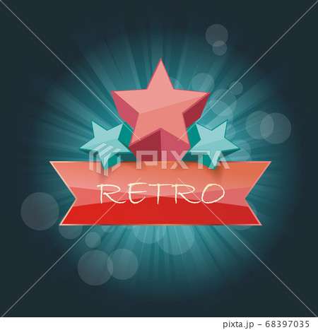 Retro sign with stars on beams background. Retro sign with stars on beams background. 68397035