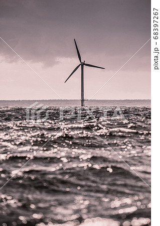 Wind turbines farm in Baltic Sea, Denmark 68397267