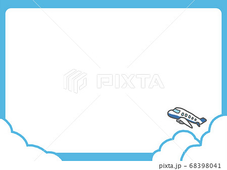 空と飛行機のイラスト背景（A3サイズ・ヨコ）のイラスト素材 [68398041 