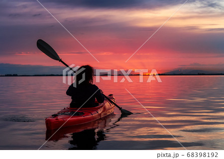 Kayaking during a Colorful Sunset 68398192