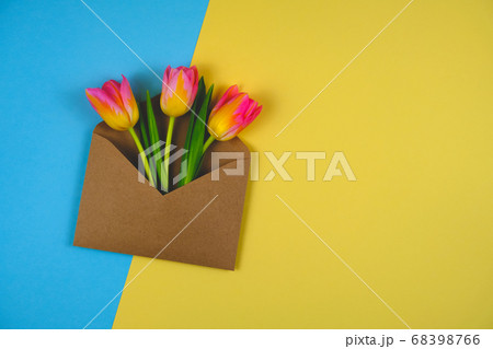 Cute Decoration Envelope with Flower Brown Color Vector 12489698