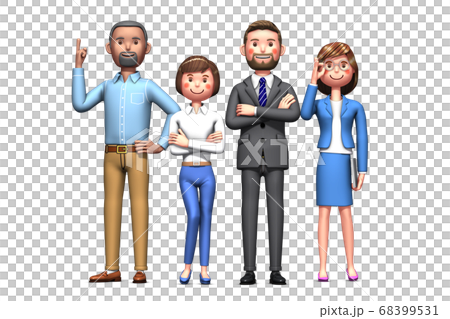 4人のビジネスマンチームの3dイラストのイラスト素材