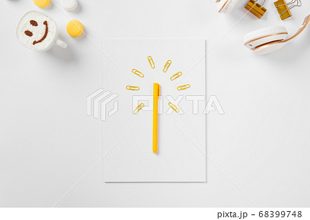 Feminine creative desktop space mockup top view Feminine creative desktop space mockup top view 68399748