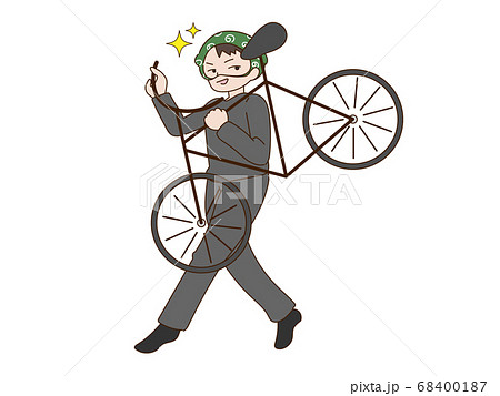 自転車を担ぐ泥棒のイラスト素材