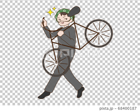 自転車を担ぐ泥棒のイラスト素材