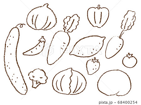 ラフなクレヨン画の野菜イラストセットのイラスト素材