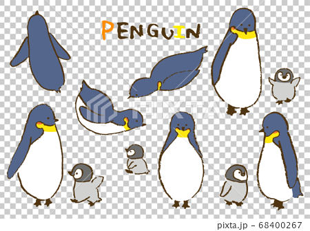 コウテイペンギンの親子イラストセットのイラスト素材
