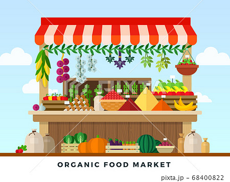 Organic food market flat style illustration 68400822