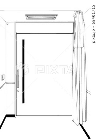 漫画風ペン画イラスト 病院 室内のイラスト素材