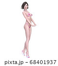 ビキニを着てポーズを決める水着モデル 68401937