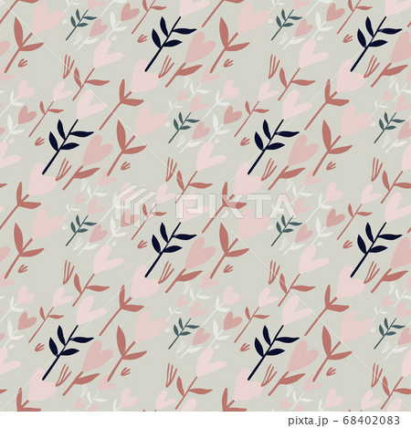 Flower hearts hand drawn doodle seamless pattern. Flower hearts hand drawn doodle seamless pattern. 68402083