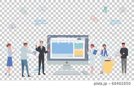 People working in the office PC network icon illustration 68402850